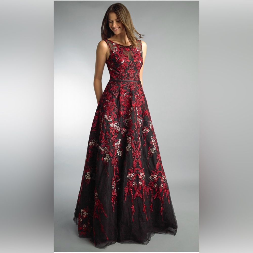Basix Black Label Embroidered Ballgown Dress sz 2 NWT - Picture 2 of 11